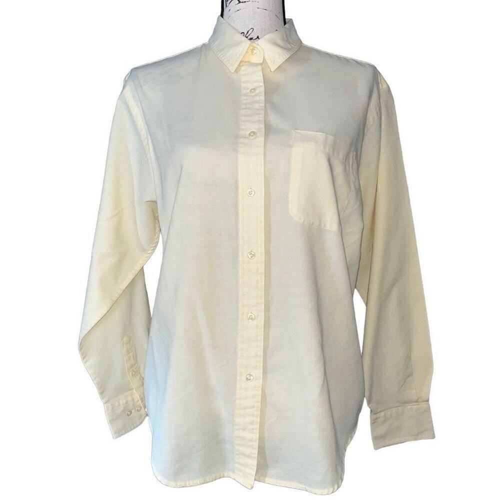 Laura Gayle Pale Yellow Button Down Shirt Long Sleeve Cotton Blend 12